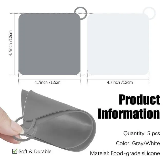 Alt view image 2 of 5 - 5 Pcs Silicone Floor Drain Cover Anti-Odor Mat Bathtub Drain Stopper Tub Plug Shower Drain Hair Catcher Tub Stopper for Bath Bathroom Kitchen Sink Toilet Laundry Grey