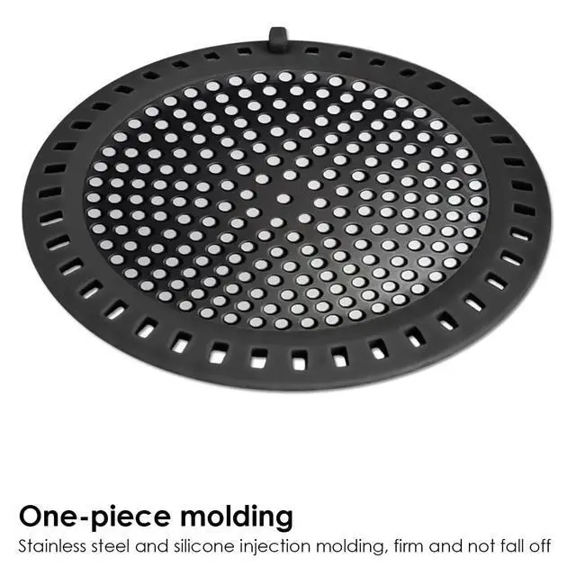 Alt view image 4 of 7 - Shower Hair Drain Catcher/Strainer/Cover/Filter/Trap, Hair Stopper Floor Drain, Stainless Steel with Silicone Edge Drain Protector, Black, 4.75 Inch Diameter