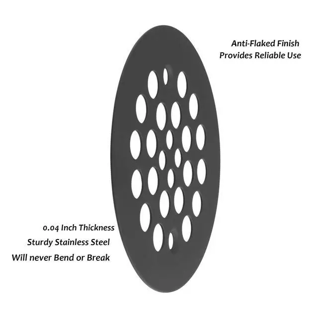 Alt view image 5 of 6 - 4-1/4 Shower Strainer Drain Trim Set, Screw-in Shower Strainer Drain Cover, Plastic-Oddities Style Replacement Strainer Grid,Machine & Self-Tapping Screws Included (MATT Black)