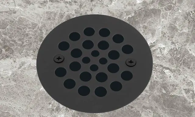 Alt view image 4 of 6 - 4-1/4 Shower Strainer Drain Trim Set, Screw-in Shower Strainer Drain Cover, Plastic-Oddities Style Replacement Strainer Grid,Machine & Self-Tapping Screws Included (MATT Black)