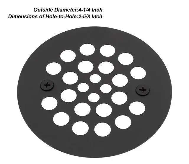 Alt view image 2 of 6 - 4-1/4 Shower Strainer Drain Trim Set, Screw-in Shower Strainer Drain Cover, Plastic-Oddities Style Replacement Strainer Grid,Machine & Self-Tapping Screws Included (MATT Black)