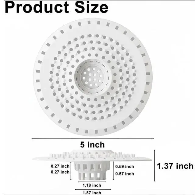 Alt view image 2 of 5 - Shower Drain Hair Catcher, Premium Silicone Drain Protector & Shower Drain Cover for Regular Drains of Shower Room, Bathroom, White