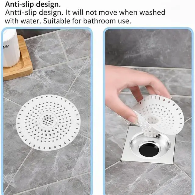 Alt view image 5 of 5 - Shower Drain Hair Catcher, Premium Silicone Drain Protector & Shower Drain Cover for Regular Drains of Shower Room, Bathroom, White