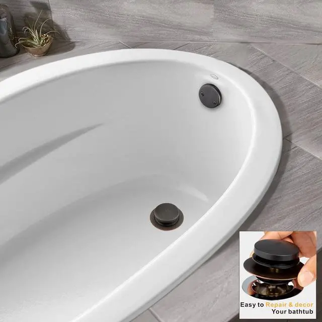 Alt view image 3 of 7 - Universal Tip Toe Bath Drain Stopper and Cover, Bathtub Drain Stopper, Replaces Lift and Turn, Tip-Toe and Trip Lever drains for Tub, EZ Installation and Clearing (Oil Rubbed Bronze)