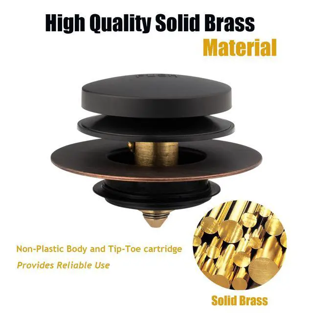 Alt view image 5 of 7 - Universal Tip Toe Bath Drain Stopper and Cover, Bathtub Drain Stopper, Replaces Lift and Turn, Tip-Toe and Trip Lever drains for Tub, EZ Installation and Clearing (Oil Rubbed Bronze)