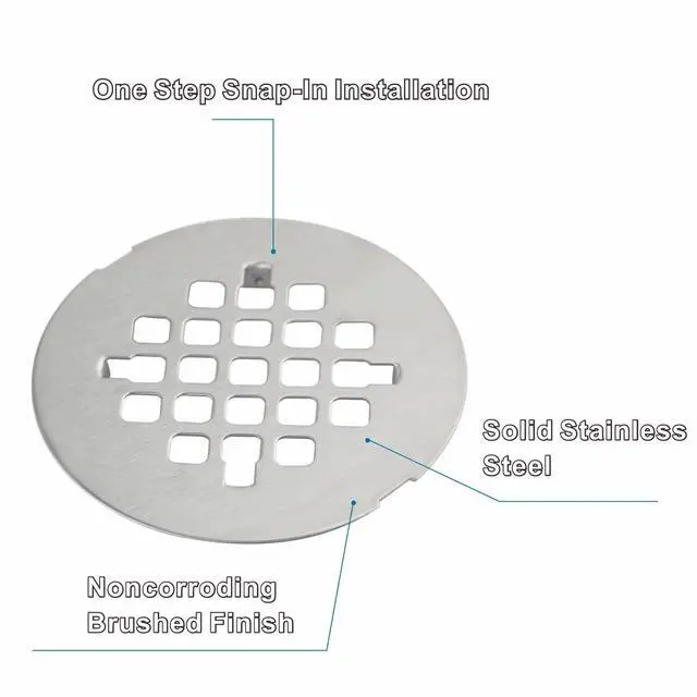 Main image of 4-1/4" OD Brushed Nickel Shower Drain Cover,Round Shower Floor Drain