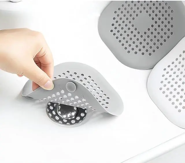 Main image of 2 Pieces Shower Drain Hair Catcher Bathtub Stopper, Home Protectors with Sucker Water Trap Sink Cover for Bathroom Bathtub and Kitchen (Grey,White)
