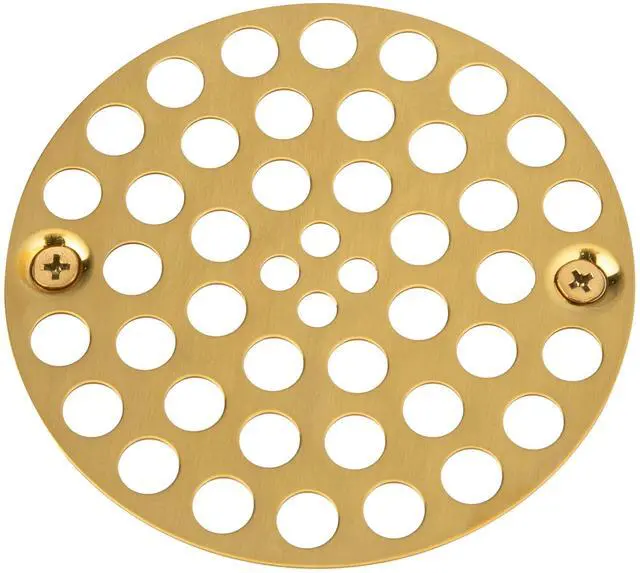 Main image of 4 Shower Strainer Drain Trim Set, Solid Brass Screw-in Shower Strainer Drain Cover, Replacement Strainer Grid by Artiwell, Machine & Self-Tapping Screws Included (Brushed Gold)
