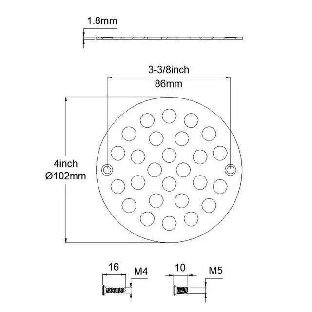 Alt view image 2 of 4 - Inch Screw-in Floor Drain Cover Replacement Shower Drainer Grate with Screws (Matte Black)