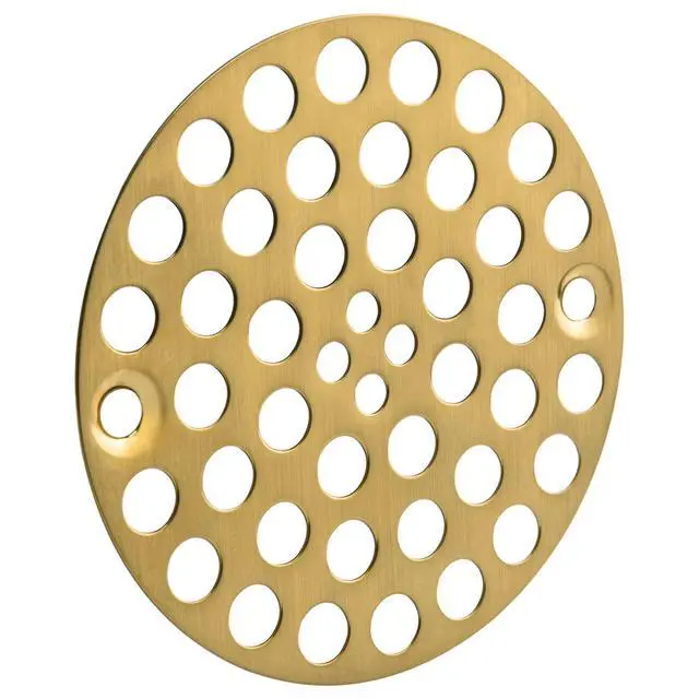 Alt view image 4 of 6 - 4 Shower Strainer Drain Trim Set, Solid Brass Screw-in Shower Strainer Drain Cover, Replacement Strainer Grid by Artiwell, Machine & Self-Tapping Screws Included (Brushed Gold)