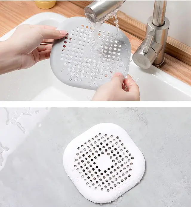 Alt view image 4 of 7 - 2 Pieces Shower Drain Hair Catcher Bathtub Stopper, Home Protectors with Sucker Water Trap Sink Cover for Bathroom Bathtub and Kitchen (Grey,White)