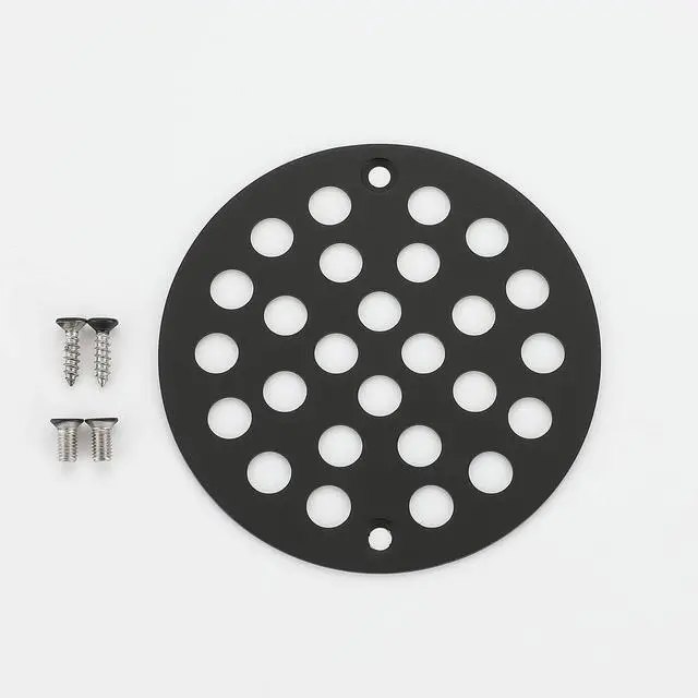 Alt view image 4 of 4 - Inch Screw-in Floor Drain Cover Replacement Shower Drainer Grate with Screws (Matte Black)