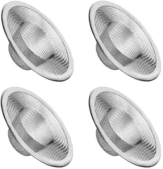 Main image of 4pcs Heavy Duty Stainless Steel Kitchen Sink Strainer, 2.75" Top / 1" Mesh Metal Sink Strainer,Perfect for Kitchen Sink/Bathroom Bathtub Wash basin Floor drain balcony Drain Hole, Utility