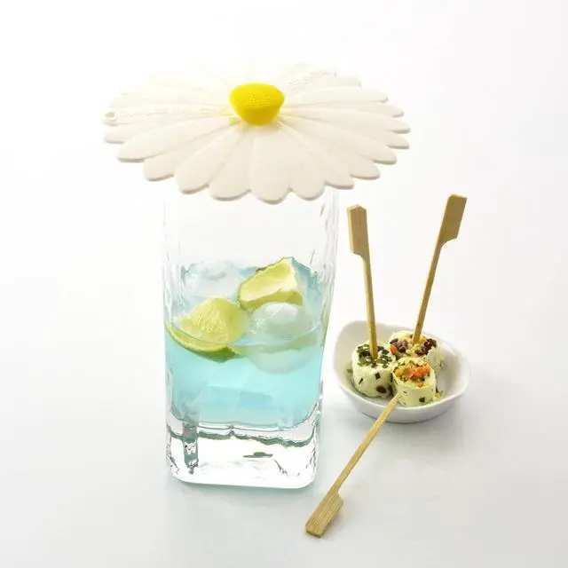 Alt view image 5 of 7 - Set of 2 Daisy 4 Silicone Drink Covers - Airtight Seal on Any Smooth-Rimmed Glass, Keep Drinks Cool or Hot, Protect from Winged Pests - BPA-Free - Oven, Freezer, Dishwasher Safe