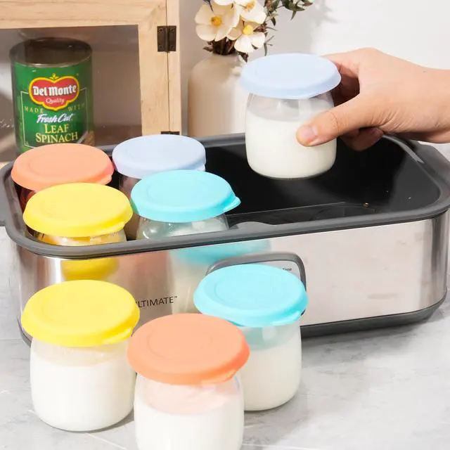 Alt view image 7 of 7 - Ultimate Yogurt Jar Lids Silicone, 8PCs Replacement Lids for Ultimate 6oz Glass Jars, Jar Covers, Ultimate Yogurt Maker Lids, Perfect for Yogurt, Oatmeal, Pudding, Dishwasher Safe(Jars NOT Included)