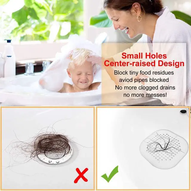 Alt view image 3 of 7 - Hair Drain Catcher,Square Cover for Shower 2 Pack (Sliver Grey)