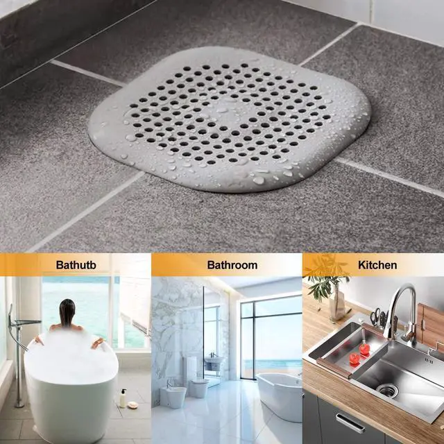 Alt view image 6 of 7 - Hair Drain Catcher,Square Cover for Shower 2 Pack (Sliver Grey)