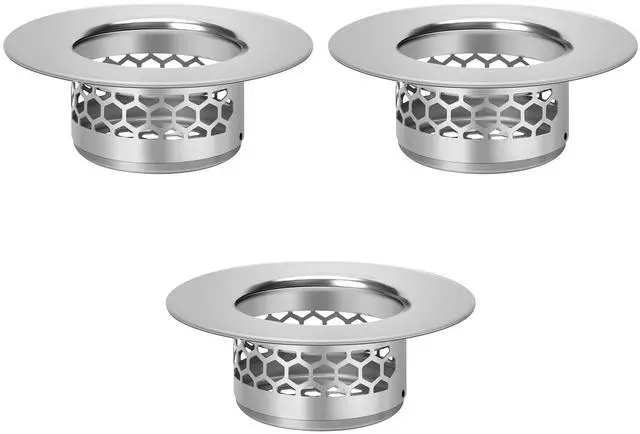 Main image of Bathroom Sink Strainer, Bathtub Lavatory Sink Drain Strainer Hair Catcher for Laundry, Mop Pool, Utility, Slop, RV Sink, Stainless Steel Drain FilterFit Hole Size from 1.25" 3 Pack (1.1)