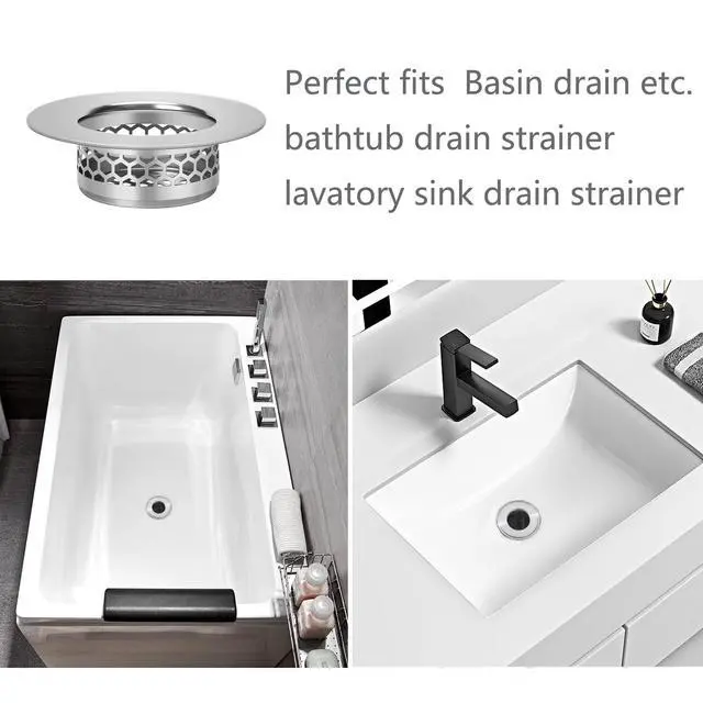 Alt view image 6 of 6 - Bathroom Sink Strainer, Bathtub Lavatory Sink Drain Strainer Hair Catcher for Laundry, Mop Pool, Utility, Slop, RV Sink, Stainless Steel Drain FilterFit Hole Size from 1.25" 3 Pack (1.1)