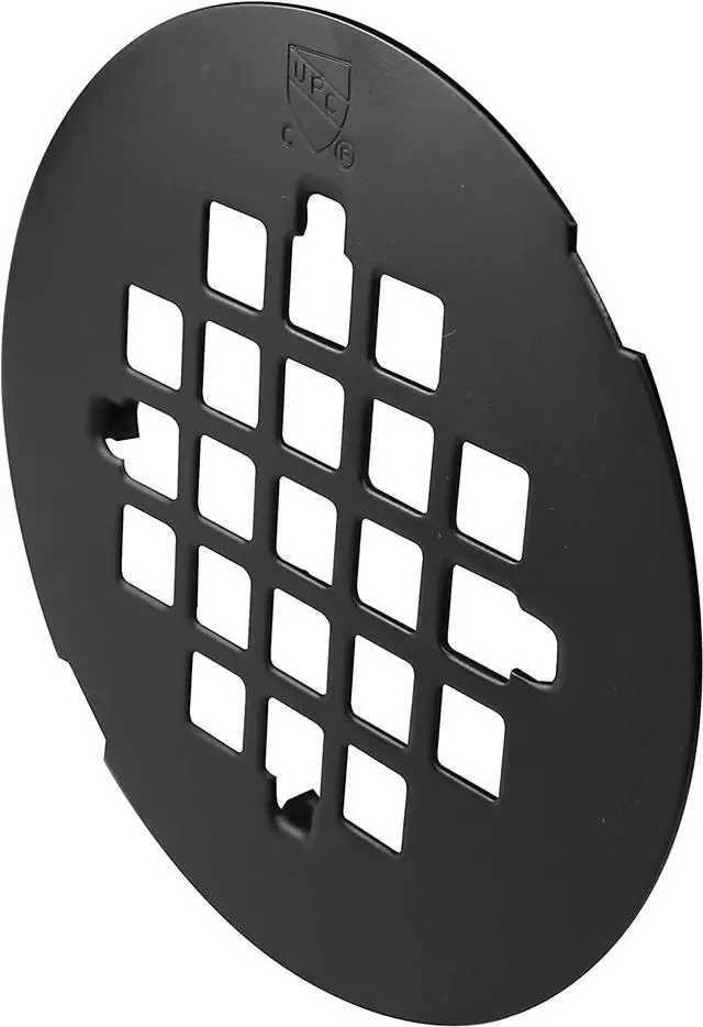Alt view image 4 of 7 - 2" No-Caulk PVC Compression Shower Drain with 4-1/4" Round Grid Cover, Matte Black