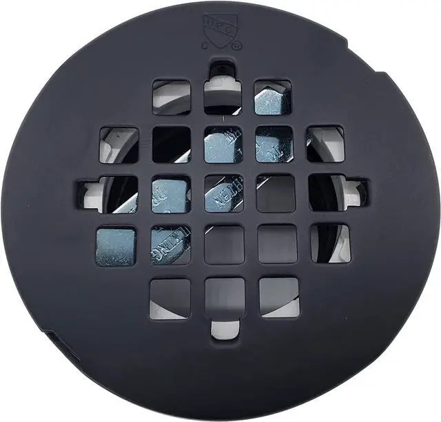Alt view image 7 of 7 - 2" No-Caulk PVC Compression Shower Drain with 4-1/4" Round Grid Cover, Matte Black