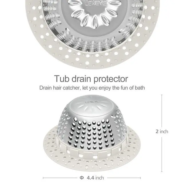 Alt view image 3 of 7 - Shower Drain Hair Catcher/Shower Drain Cover/Drain Protector for Pop-Up & Regular Drains(Light Gray)
