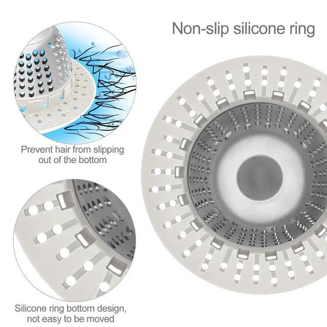 Alt view image 5 of 7 - Shower Drain Hair Catcher/Shower Drain Cover/Drain Protector for Pop-Up & Regular Drains(Light Gray)