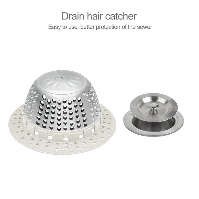 Alt view image 2 of 7 - Shower Drain Hair Catcher/Shower Drain Cover/Drain Protector for Pop-Up & Regular Drains(Light Gray)