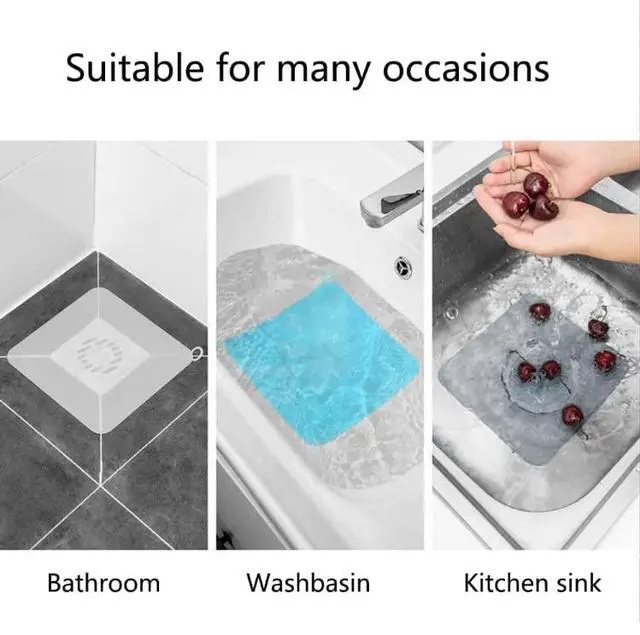Alt view image 4 of 7 - Silicone Tub Stopper Floor Drain Cover,2 Pieces Sewer Anti-Odor Mat Deodorizing Drain Plugs for Kitchen,Bathroom and Laundry(5x5 inch) Grey