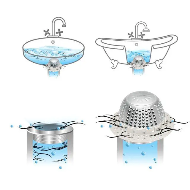 Alt view image 6 of 7 - Shower Drain Hair Catcher/Shower Drain Cover/Drain Protector for Pop-Up & Regular Drains(Light Gray)