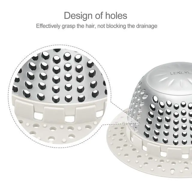 Alt view image 4 of 7 - Shower Drain Hair Catcher/Shower Drain Cover/Drain Protector for Pop-Up & Regular Drains(Light Gray)