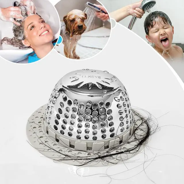 Alt view image 7 of 7 - Shower Drain Hair Catcher/Shower Drain Cover/Drain Protector for Pop-Up & Regular Drains(Light Gray)