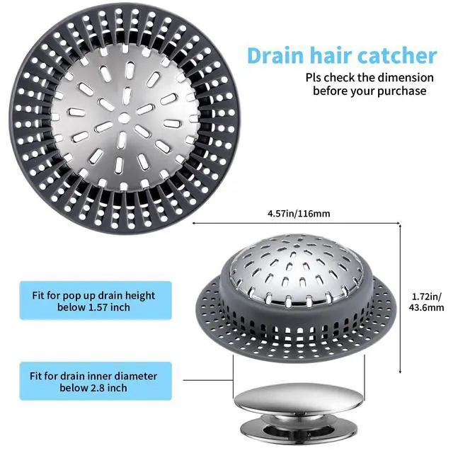 Alt view image 2 of 6 - Bathtub Drain Hair Catcher Shower Drain Cover Sink Drain Protector