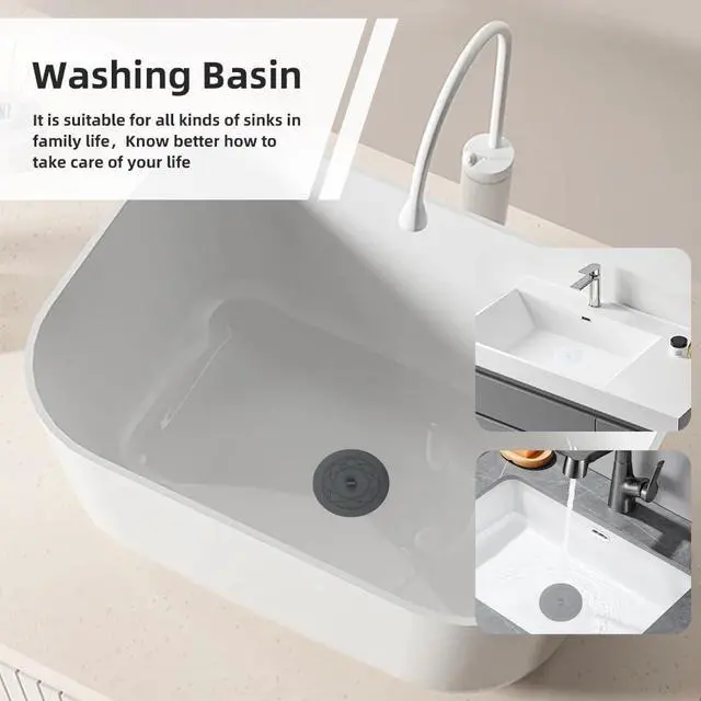 Alt view image 4 of 7 - Tub Stopper 2PCS,Bathtub Drain Stopper,6 inches Bathtub Tub Drain Cover Stopper,Silicone Drain Plug,Kitchen Bathroom Hair Water Shower Stopper,Large Bathroom Laundry Accessories (Grey/White)