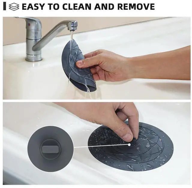 Alt view image 3 of 7 - Tub Stopper 2PCS,Bathtub Drain Stopper,6 inches Bathtub Tub Drain Cover Stopper,Silicone Drain Plug,Kitchen Bathroom Hair Water Shower Stopper,Large Bathroom Laundry Accessories (Grey/White)
