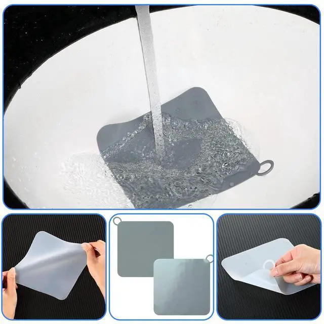 Alt view image 5 of 7 - Drain Covers to Keep Bugs Out Silicone Shower Floor Tub Stoppers Bathtub Drain Stoppers Sewer Anti-Odor Mats Deodorizing Plugs for Bathroom(6 x 6 Inch,Square,Grey and White)