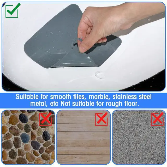 Alt view image 4 of 7 - Drain Covers to Keep Bugs Out Silicone Shower Floor Tub Stoppers Bathtub Drain Stoppers Sewer Anti-Odor Mats Deodorizing Plugs for Bathroom(6 x 6 Inch,Square,Grey and White)