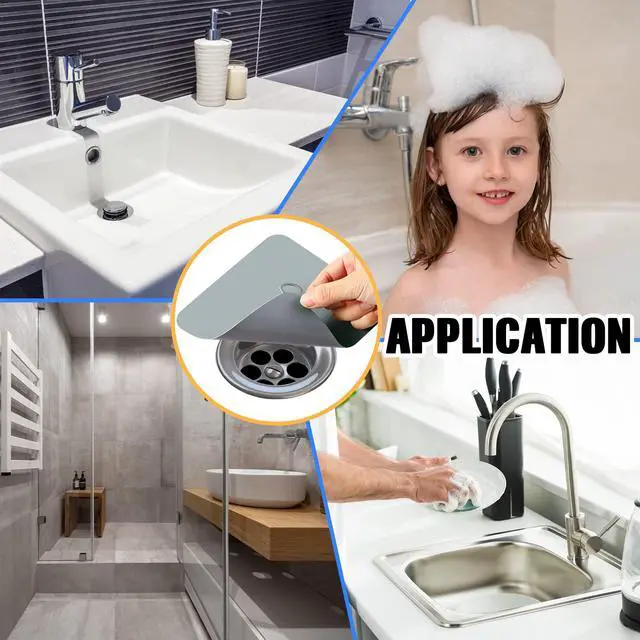 Alt view image 7 of 7 - Drain Covers to Keep Bugs Out Silicone Shower Floor Tub Stoppers Bathtub Drain Stoppers Sewer Anti-Odor Mats Deodorizing Plugs for Bathroom(6 x 6 Inch,Square,Grey and White)