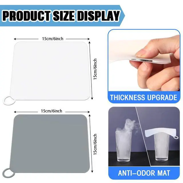 Alt view image 2 of 7 - Drain Covers to Keep Bugs Out Silicone Shower Floor Tub Stoppers Bathtub Drain Stoppers Sewer Anti-Odor Mats Deodorizing Plugs for Bathroom(6 x 6 Inch,Square,Grey and White)