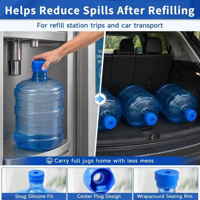 Alt view image 3 of 7 - 3 & 5 Gallon Water Jug Caps, 6 Pack, Fits 55mm Openings