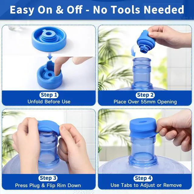Alt view image 6 of 7 - 3 & 5 Gallon Water Jug Caps, 6 Pack, Fits 55mm Openings