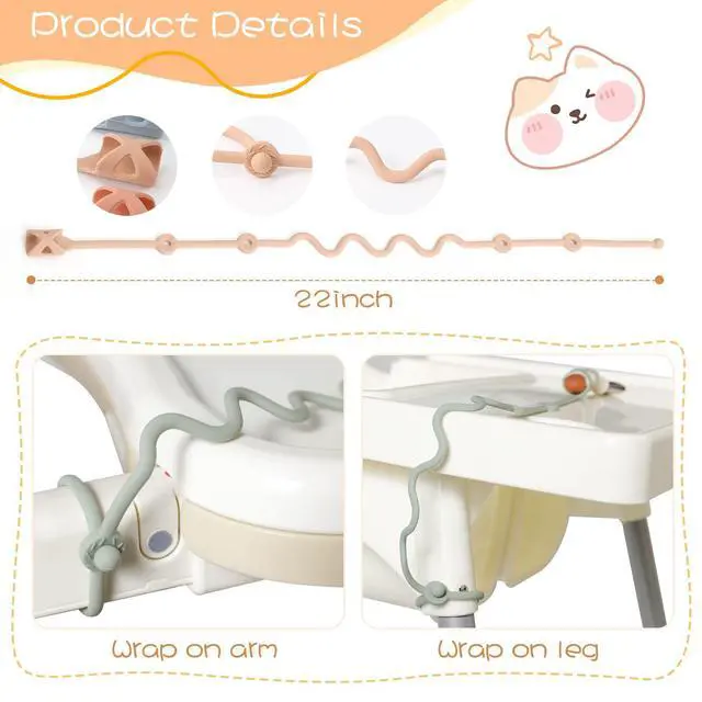 Alt view image 5 of 6 - Toddler UtensilsSilicone Stretch Lids for fork and spoon,Holder Strap Food Grade Silicone Keep Fork and Spoon Off The Floor Great for Baby and Kids Dishwasher Safe Apricot and Orange)