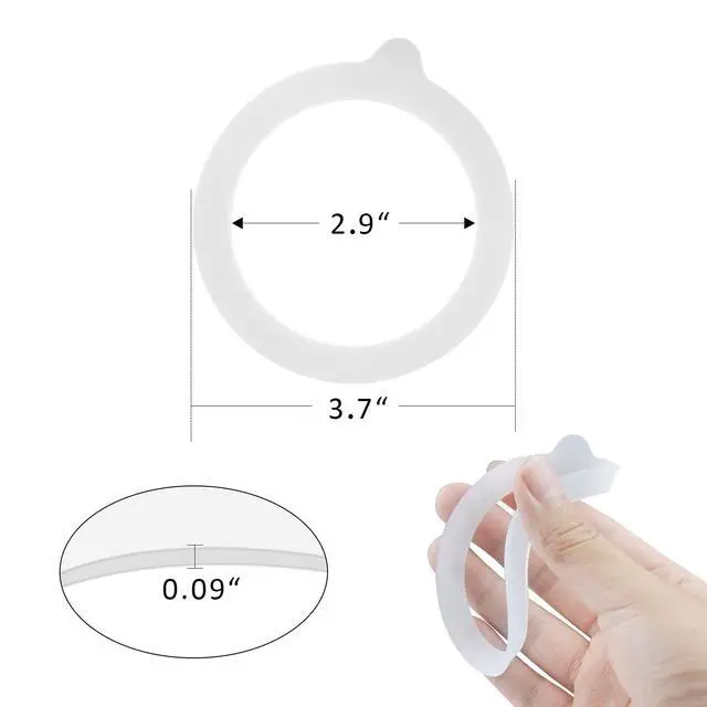Alt view image 3 of 7 - 12 Pieces Rubber Seals Rings for Glass Jars, Airtight Silicone Replacement Gasket, Leakproof Silicone Gasket Sealing Rings for Mason Jars, Elastic and Fits Most Sizes (White)