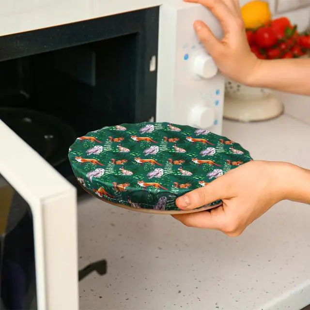Alt view image 6 of 6 - Bowl Covers Reusable in 5 Size Stretch Cloth Fabric Elastic Food Storage Bowl Covers Bread Sourdough Lids for Proofing Food Fruits Leftover(Black, White, Brown, Green,Animal Style)