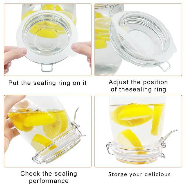 Alt view image 4 of 7 - 12 Pieces Rubber Seals Rings for Glass Jars, Airtight Silicone Replacement Gasket, Leakproof Silicone Gasket Sealing Rings for Mason Jars, Elastic and Fits Most Sizes (White)