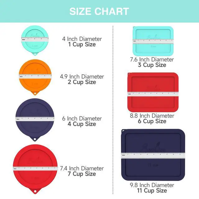 Alt view image 7 of 7 - Cup Rectangle Silicone Replacement Lids for Pyrex 7210-PC Glass