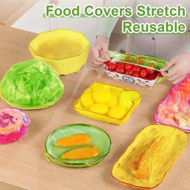 Alt view image 3 of 7 - Bowl Covers Plastic Elastic Wrap for Food Storage Reusable Food Covers Saran Wrap Fresh Keeping Stretch Bags Bowl Covers for Bread Proofing for Family Outdoor Picnic Sourdough Baking(60)