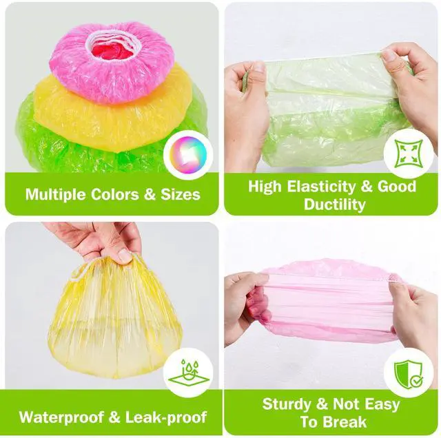 Alt view image 6 of 7 - Bowl Covers Plastic Elastic Wrap for Food Storage Reusable Food Covers Saran Wrap Fresh Keeping Stretch Bags Bowl Covers for Bread Proofing for Family Outdoor Picnic Sourdough Baking(60)