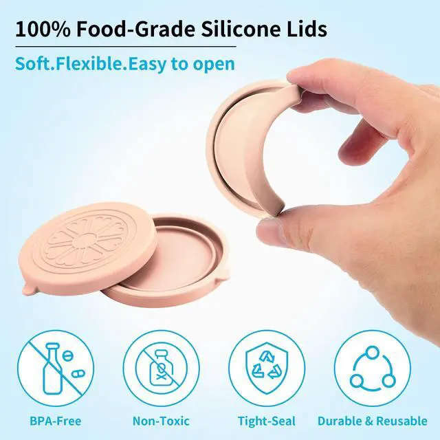 Alt view image 4 of 7 - Oui Yogurt Jar Lids Silicone | Covers Fit For 5 Oz Oui Yogurt Glass Jars | Perfect For Oui Yogurt Bottle with Label | Lids Only | Food-Grade/Leakproof/Reusable | 12Pcs Flesh Colors