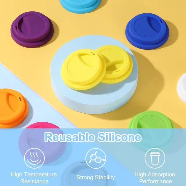 Alt view image 3 of 7 - Silicone Cup Lids for Glass Cup, 3" ID 3.7" OD Silicone Coffee Cup Mug Lid Reusable Sealed Drinking Can Lid Covers Fit for 9cm/3.5" Dia Water Coffee Tumbler Cups, White
